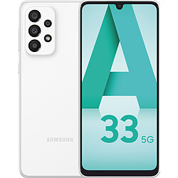 Samsung Galaxy A33 - 128 Go - Blanc Smartphone 6,4" - Super AMOLED - 5G - 6/128 Go - 5000 mAh - 48MP - Charge ultra rapide 25W - Android 12