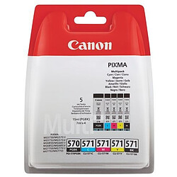 Canon PGI570 + CLI571 Pack de 5 cartouches - 2 noires + 3 couleurs pour imprimantes jet d'encre - Canon PGI570 + CLI571 Pack de 5 cartouches - 2 noires + 3 couleurs pour imprimantes jet d'encre -