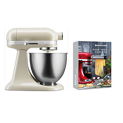 Kitchenaid Robot Pâtissier Mini 3,3L - Crème + Livre de recettes Pour tout Cuisiner Gamme Mini pour les espaces restreints - 25% plus léger - 20% plus petit + Livre de recettes en français - 150 recettes