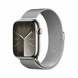 Apple Watch Series 9 GPS + Cellular 45 mm, boîtier en acier inoxydable argenté avec boucle Milanaise argentée