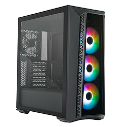 Avis Cooler Master Ltd MasterBox MB520 TG ARGB - Noir + MasterFan MF120 Halo 2 + MWE Bronze 550W - 80+