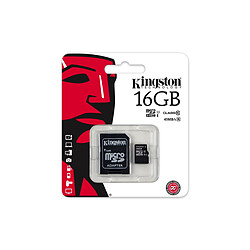 Kingston 16GB microSDHC Class 10 UHS-I 45MB/s Read Card + SD Adapter