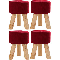 3S. x Home Lot de 4 poufs en pin rouges BUFFALO pas cher