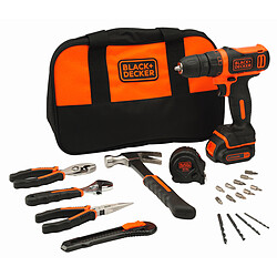 BLACK ET DECKER Perceuse-visseuse sans fil 10,8V avec sac et accessoires - BDCDD12HTSA