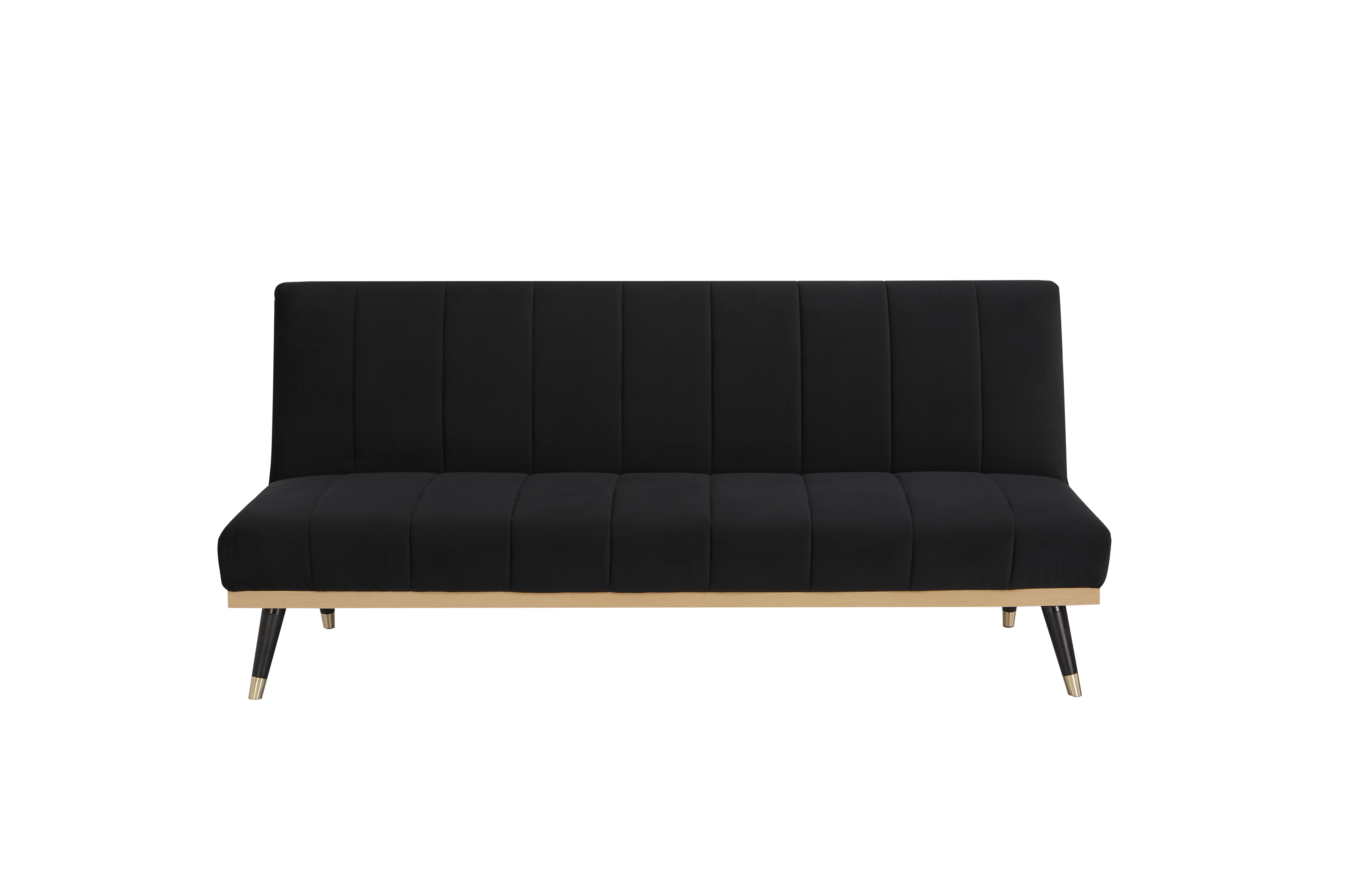 3S. x Home Canapé convertible en velours noir - ELLY 