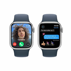 Apple Watch Series 9 GPS 41 mm Boîtier en aluminium argenté avec bracelet sport Bleu tempête M/L pas cher