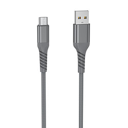 WE Câble USB vers Micro USB Ultra Résistant en Nylon Tressé et Kevlar, 2 Mètres, Certifié MFi, Charge et Synchronisation des Données - Gris