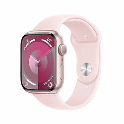 Apple Watch Series 9 GPS 45 mm Boîtier en aluminium Rose avec bracelet sport Rose clair S/M