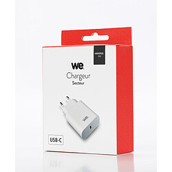 Acheter Chargeur secteur de la marque WE 1 Port USB-C 5V/3A, 9V/2A, 12V/1.5 Power Delivery, alimentation de 18W Mince, léger et pratique. Blanc