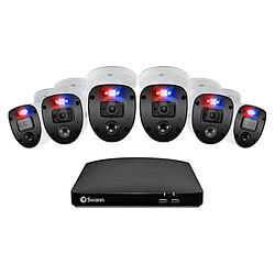 Swann Système de sécurité Enforcer - 6 caméras Solution vidéo extensible à 6 caméras avec couleur la nuit et lumières clignotantes de type policier