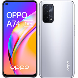 OPPO A74 - 5G - 6/128 Go - Silver Smartphone 6,5" LCD FHD+ 90Hz - Snapdragon 480 - RAM 6Go - Batterie 5000 mAh - Charge 18W - Caméra 48 MP - ColorOS 11.1 basé sur Android 11