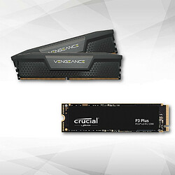 Corsair Vengeance DDR5 32 Go (2 x 16 Go) 6000 MHz CL36 - Noir + CRUCIAL P3 Plus 1000G PCIe M.2