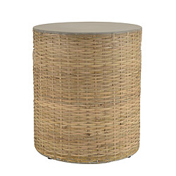 Avis MACABANE Table d'appoint ronde plateau en béton socle en bambou naturel HECTOR