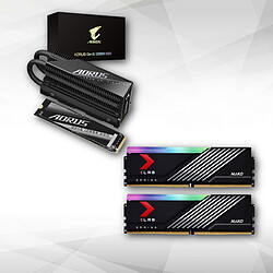 Gigabyte AORUS Gen5 12000 SSD - M.2 - 1TB + XLR8 MAKO RGB 32 Go (2 x 16 Go) DDR5 6400 MHz CL40 SSD interne - AG512K1TB - Dissipateur thermique - 11700 Mo/s  - PCIe 5.0 - TLC NAND - TBW 700 + Kit Dual Channel 2 barrettes de RAM DDR5 PC5-51200 - MD32GK2D5640040MXRGB - Optimisé pour Intel XMP 3.0 & AMD EXPO