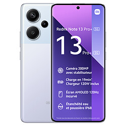 Xiaomi Redmi Note 13 Pro Plus - 5G - 8/256 Go - Violet Smartphone 6,7" - écran AMOLED ultra-fluide - 120 Hz -8/256 Go  - 5G - Appareil photo 200MP + Charge rapide à 100% avec chargeur HyperCharge 120W + coque incluse