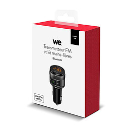 WE Récepteur Bluetooth 4.2 et Transmetteur FM Appels et Musique, Adaptateur Audio Sans Fil. Kit Mains Libres Voiture 2 ports USB - Noir
