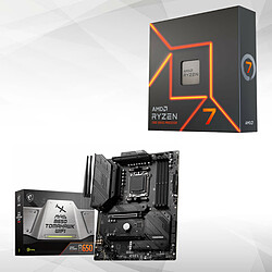 AMD Ryzen 7 7700 + MAG B650 TOMAHAWK WIFI 8 Cœurs / 16 Threads - Socket AM5 - Game Cache 40 Mo - 5 nm - TDP 65W (version boîte avec ventilateur) + Carte mère - ATX - Socket AM5 - Chipset AMD B650