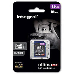 Integral Ultima Pro - 32 Go Carte mémoire SDHC - CL10 UHS1 U1 - 80mo/s - INSDH32G10-80U1 