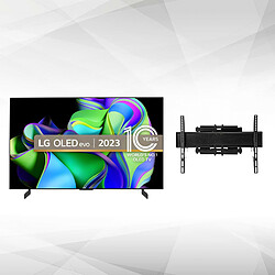 LG TV OLED 4K 48" 121 cm - OLED48C3 2023 + Montage TV Mural mouvement intégral - Noir Écran 48" 4K UHD - Dalle OLED 100Hz - Smart TV avec Tizen - WiFi - Bluetooth - HDR 10+ -Processeur a9 Gen6 AI 4K - Model EU + Ecran pris en charge 37-80 pouces
