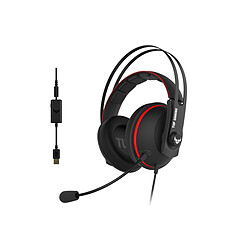 ASUS TUF H7 - Rouge Micro-casque gamer - Son 7.1 virtuel - Compatible PC, MAC, PS4, Nintendo Switch, Xbox One et smartphones  - Connexion filaire USB ou Jack 3.5 mm - Noir et rouge