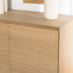 MACABANE Buffet couleur naturelle 2 portes 3 étagères pieds métal noir MAXENDRE pas cher