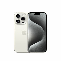 Apple iPhone 15 Pro - 5G - 8/128 Go - Blanc Titanium Écran Ceramic Shield Super Retina XDR de 6,1" - 5G - Puce A17 Pro - Système photo pro - Compatible accessoires MagSafe - iOS 17