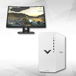 HP Victus - TG02-0031nf - Argent + 23,8" LED incurvé  9FM22AA#ABB PC Fixe Gamer - NVIDIA GeForce 3060 12 Go - AMD Ryzen 7 5700G - RAM 16 Go - SSD 1 To - Windows 11 + Ecran PC gamer incurvé 1500R - 1920x1080 - Dalle VA - 4 ms - 144 Hz - 1xHDMI