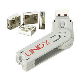 CLÉ USB & 4 VERROUS USB, BLANC LINDY 40454