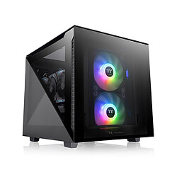 Thermaltake Divider 200 TG Black - Avec fenêtre Boitier PC micro-ATX - 3 fenêtres en verre trempé - 2 ventilateurs 200 mm et 120 mm - Sans alimentation