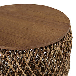 MACABANE Table d'appoint ronde 50x50cm en tissage de fibre de cocotier  pas cher