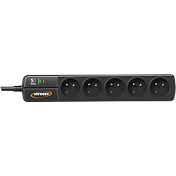 Infosec S5 BLACK LINE II - 5 prises Multiprise parafoudre - 250 VAC - 50Hz