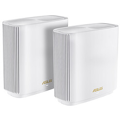 ASUS ZenWiFi AX (XT8) Blanc x2 Pack de 2 routeurs - Système Wi-FI 6 AiMesh - Tri-Bande (2,4 GHz / 5GHz / 5 GHz) - 6600 Mbit/s - Couvre 500m2 - Antivirus TrendMicro à vie inclus - 3 ports Lan et 1 port WAN