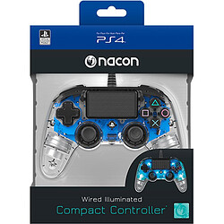 Nacon Manette filaire Officielle PS4 Compact Transparente BLEUE