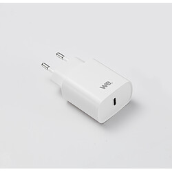 Chargeur secteur de la marque WE 1 Port USB-C 5V/3A, 9V/2A, 12V/1.5 Power Delivery, alimentation de 18W Mince, léger et pratique. Blanc 