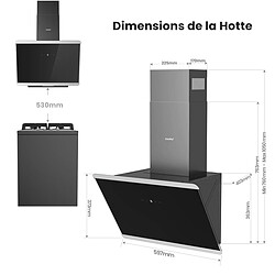 Hotte Aspirante Inclinée Comfee 60cm 420m³/h Classe A+, BLDC Moteur sans Balais 3 Vitesses 2 Filtres à Charbon Evacuation & Recyclage pas cher