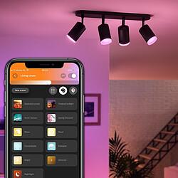 Acheter Philips Hue Lot de 4 spots d'intérieur connectés FUGATO - 4x5.7W 240V - Noir - White & Color Ambiance
