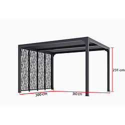 Avis HABRITA Pergola bioclimatique Aluminium avec 4 panneaux moucharabieh coloris gris pour côté 3 m