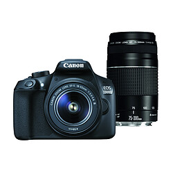 Canon APN Réflex EOS 1300D 18-55 PC + 75-300 III - 1160C042 APN Réflex - Ecran TFT - 3'' - 18Mp - Noir