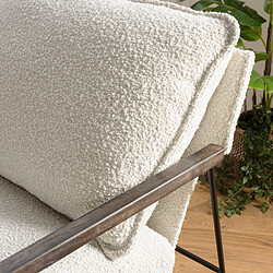 MACABANE Fauteuil tissu écru 1 coussin structure métallique GASTON pas cher