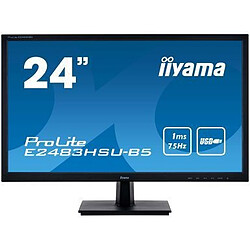 iiyama 24" LED PROLITE B2483HSU-B5 Ecran PC  Multimedia - 1920 x 1080 - Dalle TN - 1 ms - 75 Hz - HDMI/VGA/DisplayPort