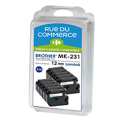 Rue du Commerce Brother MK-231BZ - Pack de 10 cassettes à ruban Cassettes à ruban compatibles Brother MK-231BZ - 10x12 mm/8 m