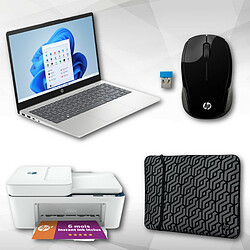 HP 14-em0016nf + Deskjet 4130e - Imprimante Wi-fi tout-en-un Jet d'encre couleur Copie Scan + Housse de protection HP en néoprène réversible (14") 2TX16AA + Souris sans fil HP 200 - X6W31AA