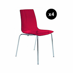 3S. x Home Lot De 4 Chaises Design Transp.Rouge Olympie 