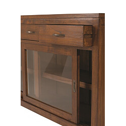 Acheter MACABANE Buffet EDEN 2 Portes Coulissantes Vitrées 3 Tiroirs Bois Mindi