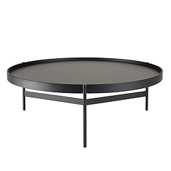 MACABANE Table basse ronde Noir 102x102cm piètement métal DALY 