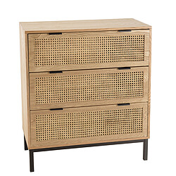 Acheter Commode 3 tiroirs cannage naturel pieds métal noir  MARCEAU