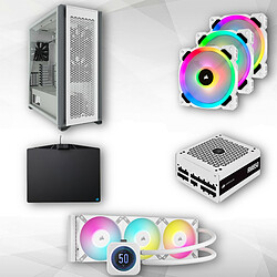 Boîtier PC ATX grande tour 7000D AIRFLOW  - blanc + CORSAIR iCUE H150i ELITE LCD XT + Corsair RM850 80PLUS Gold (2021) - Blanc + LL Series, White LL120 RGB, 120mm RGB LED Fan, Triple Pack with Lighting Node PRO + MM800 RGB Polaris Boîtier PC ATX grande tour 7000D AIRFLOW - Compatible radiateur watercooling jusqu'à 480 mm + Watercooling All In One pour processeur CORSAIR iCUE H150i ELITE LCD XT - Blanc + Alimentation 100% Modulaire - 850W - ATX 12V 2.4 - 80PLUS Gold + Ventilateur po