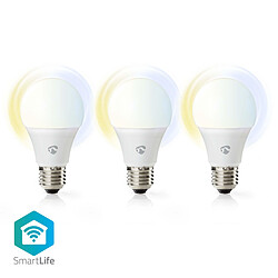 NEDIS Ampoules LED Intelligentes Wi-Fi - Blanc Chaud à Blanc Froid - E27 - Lot de 3