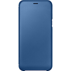 Samsung Flip Wallet Galaxy A6 Plus - Bleu Etui à rabat Galaxy A6 Plus - Sensation cuir - Allumage automatique de l'écran - Porte-carte interne