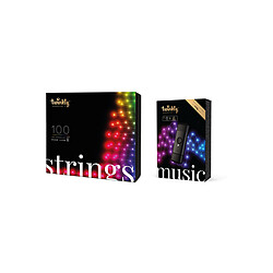 Guirlande lumineuse connectée TWINKLY (8m) + Dongle Music String 100LED RGB 4,3mm Gen II - Edition multicolore - 8m + Music Dongle (compatible tous TWINKLY Gen II) - Personnalisation via l'app TWINKLY - Laissez parler votre créativité en créant vos propres scénarios